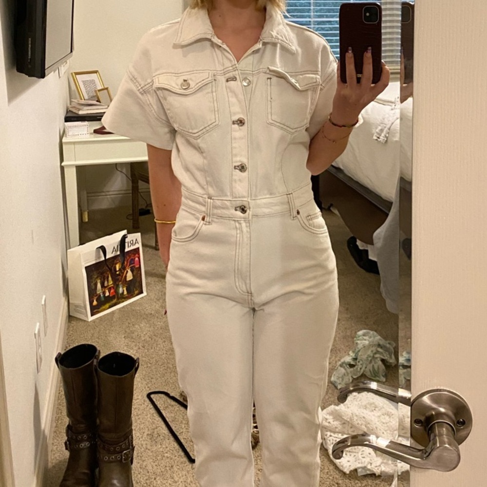 White Denim Jumpsuit